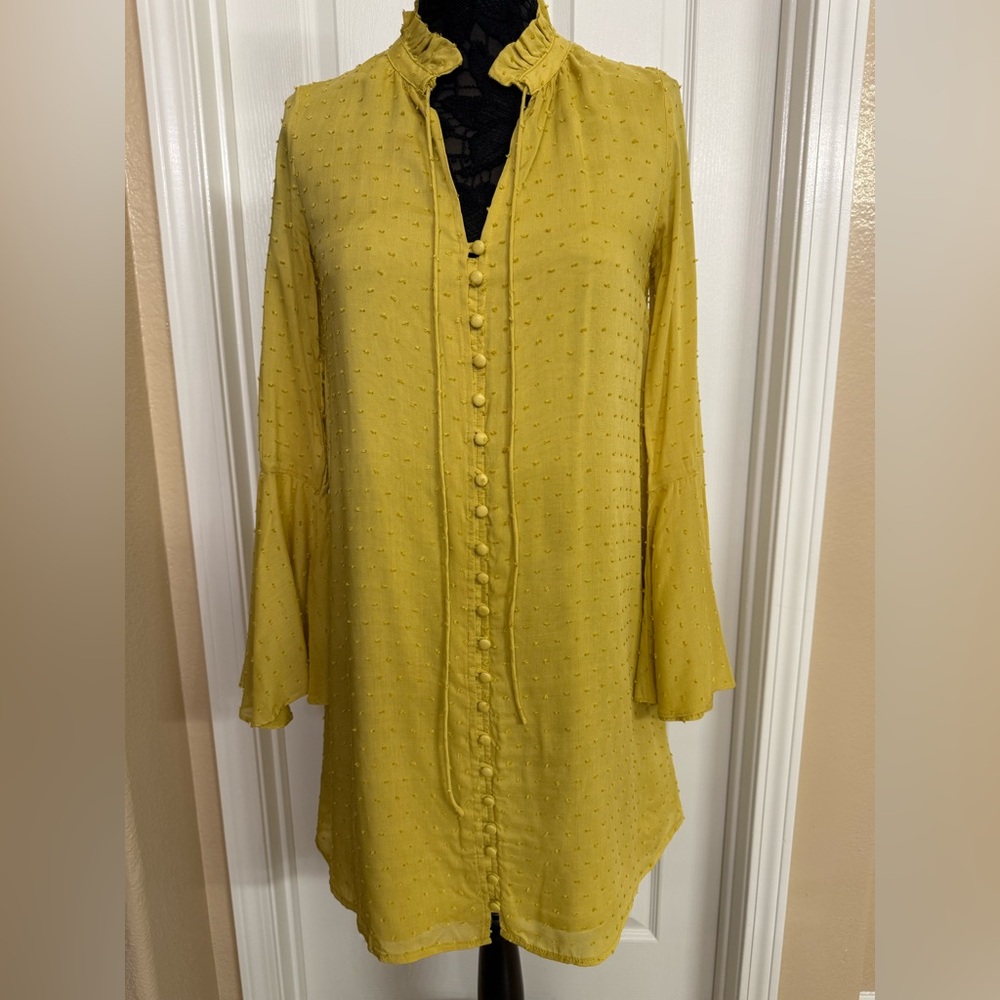 Elegant Mustard Long Sleeve Dress